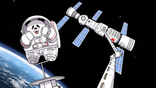 A still from an adorable cartoon from China depicting daily life on the country's Tiangong space station with Shenzhou 12 astronauts as pandas.