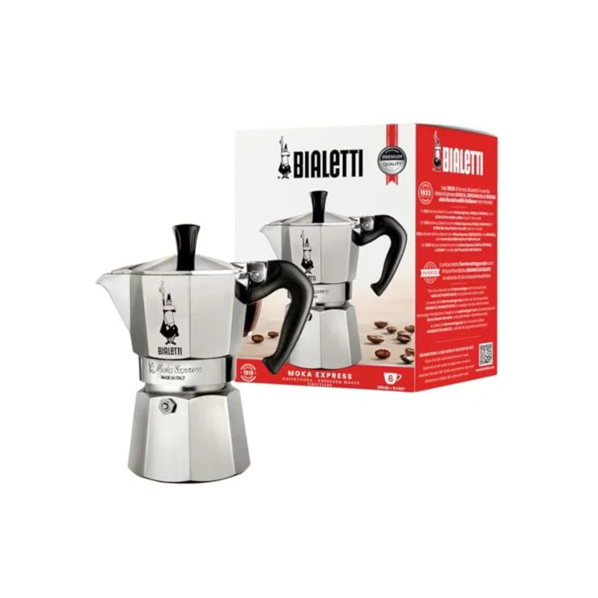 Bialetti Moka Express 6 Cup, 1 Ea, Silver, 6800, 06800