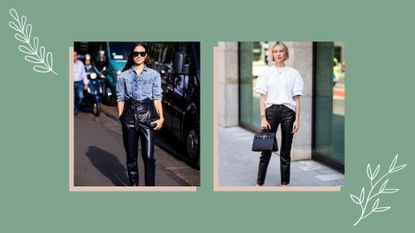 street style showing how to style leather pants 