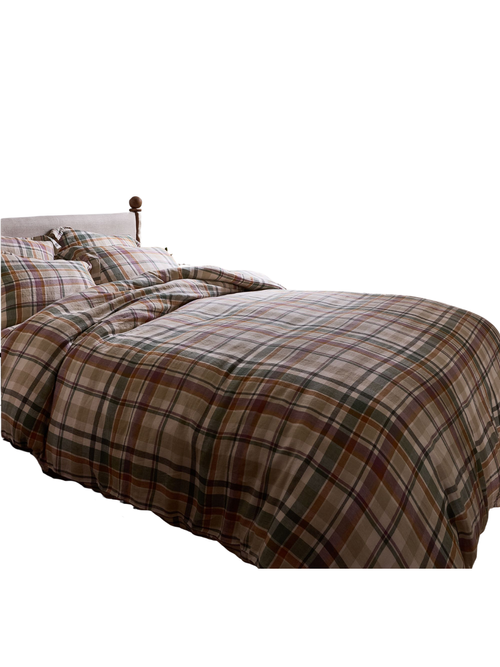 Autumn Plaid Linen Duvet Cover and Shams