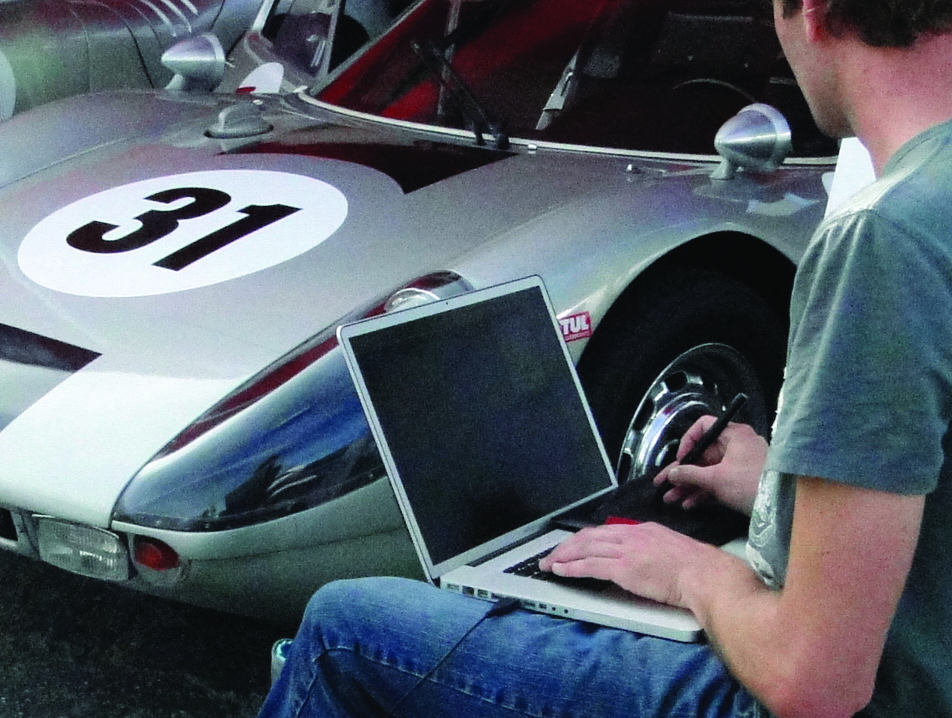 Patrick Faulwetter likes to use a Wacom and a MacBook when painting outside. The Wacom’s hotkeys prove invaluable