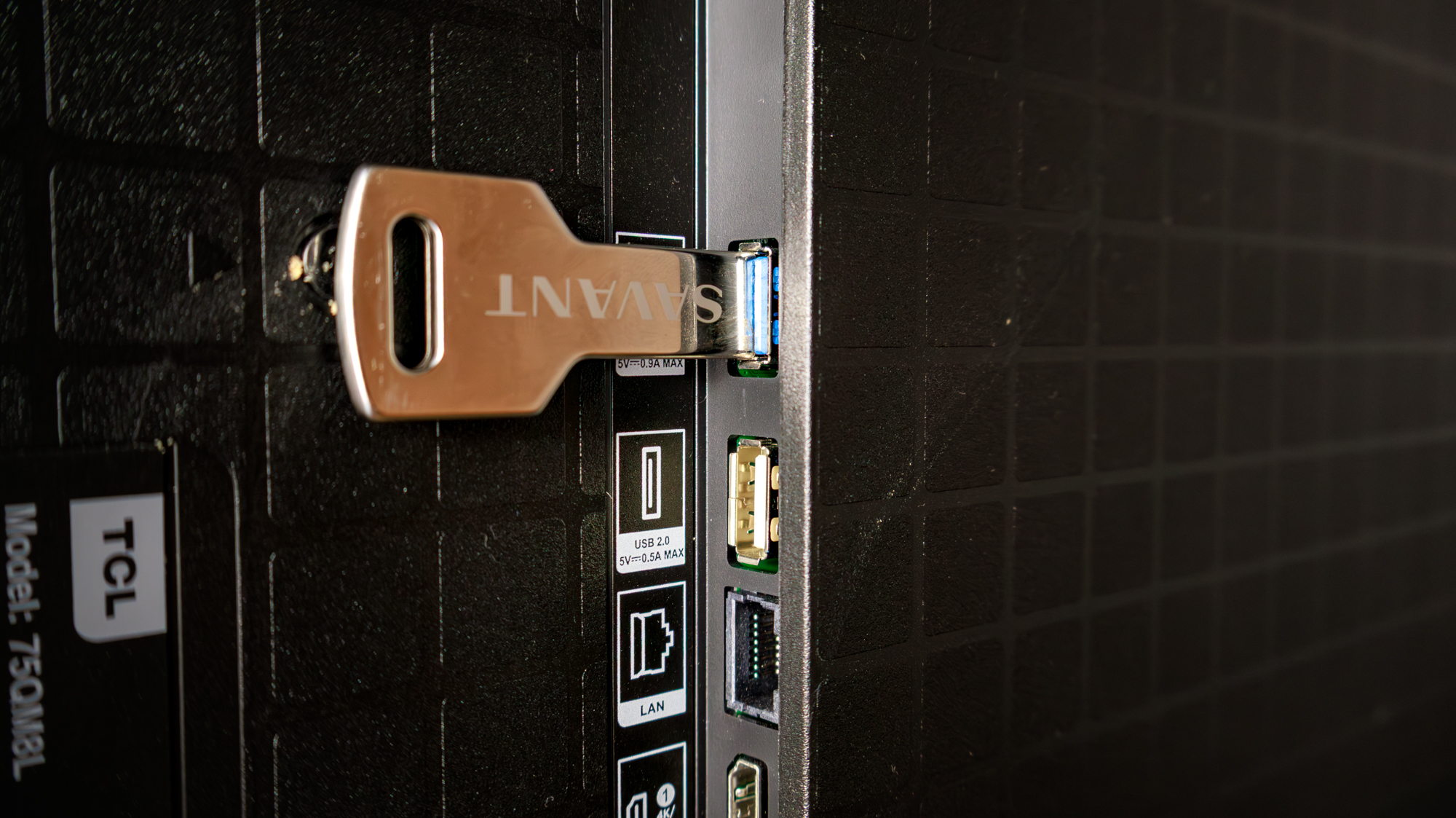 The USB ports on a TCL QM8L TV