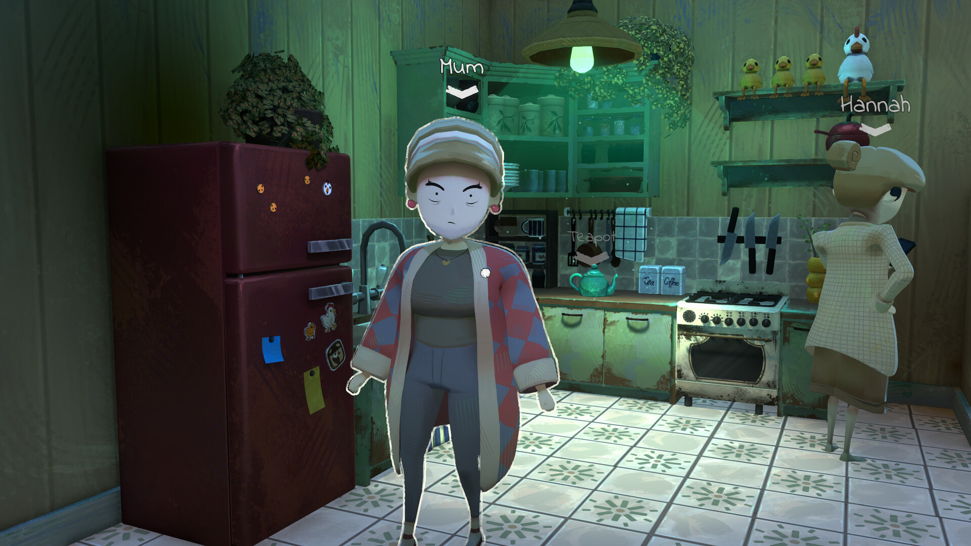 In mystery indie game, Apple Crumble, the player speaks to their mum in the kitchen as they try to find out if someone is trying to murder their gran