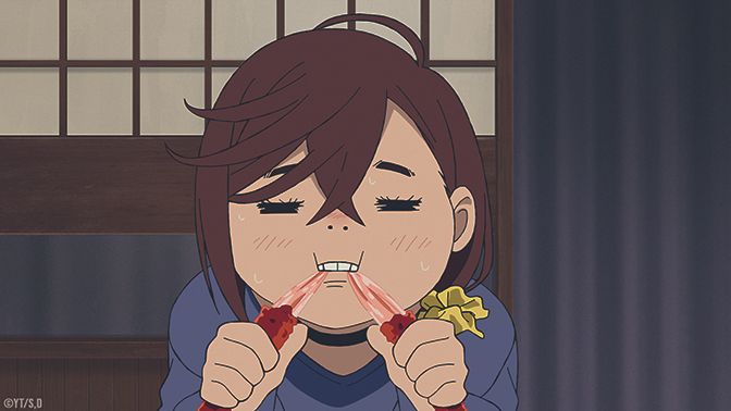 DAN DA DAN; a child bites something in half