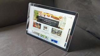 Microsoft Surface Go 3 review: website open on a tablet on a sofa