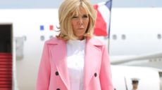 Brigitte Macron’s bubblegum pink trench coat