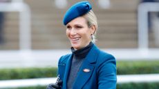Zara Tindall smiles as she attends day 2 'Super Saturday' of The November Meeting at Cheltenham