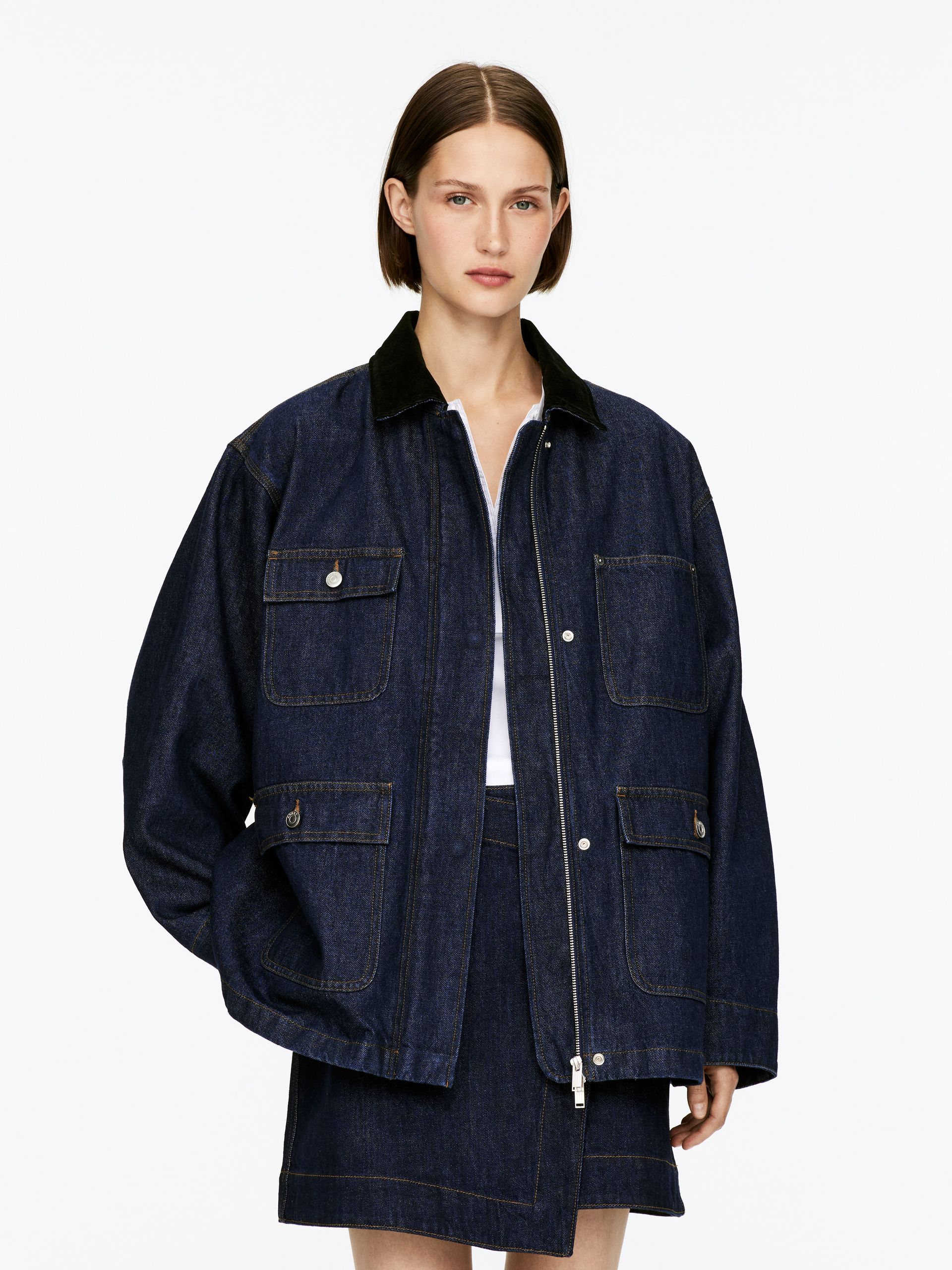 Oversized Denim Jacket – Dark Blue – Women – Arket Gb