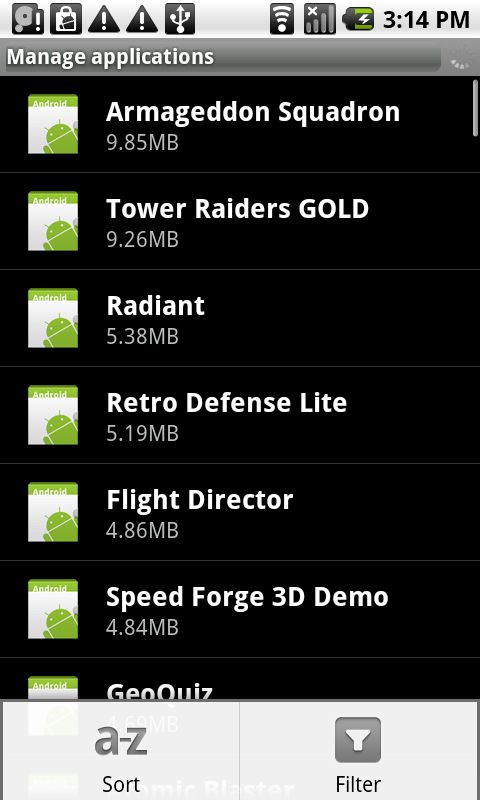 Manage nexus one apps