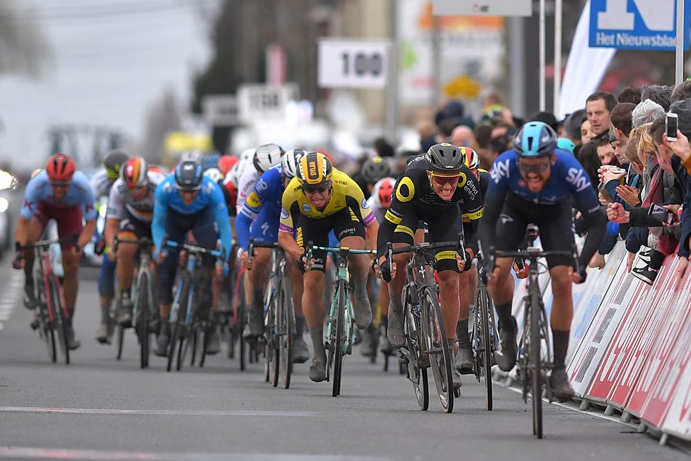 Niki Terpstra (Direct Energie) sprinting to third at Kuurne-Brussel-Kuurne