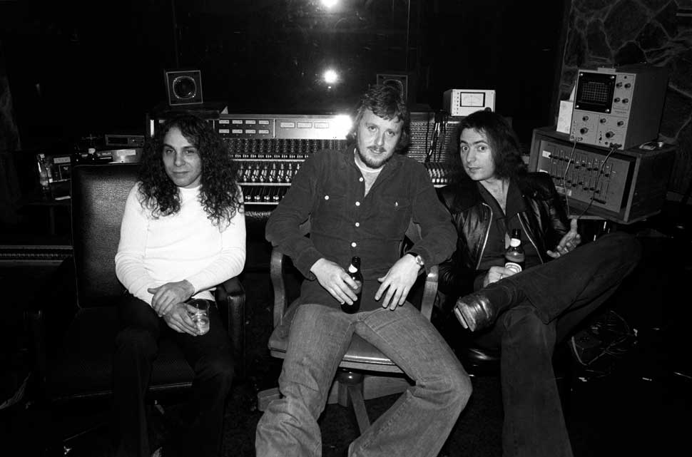 Ronnie James Dio, Martin Birch and Ritchie Blackmore in the studio