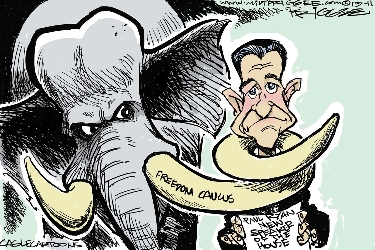 Political cartoon Paul Ryan Freedom Caucus