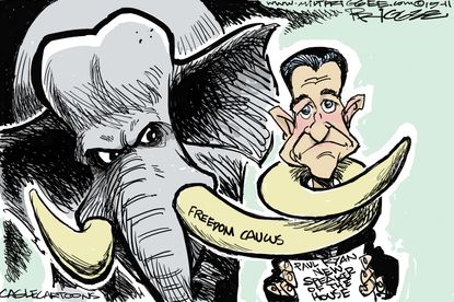Political cartoon Paul Ryan Freedom Caucus