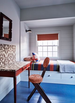blue painted bedroom floor