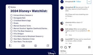 Disney Plus 2024 lineup