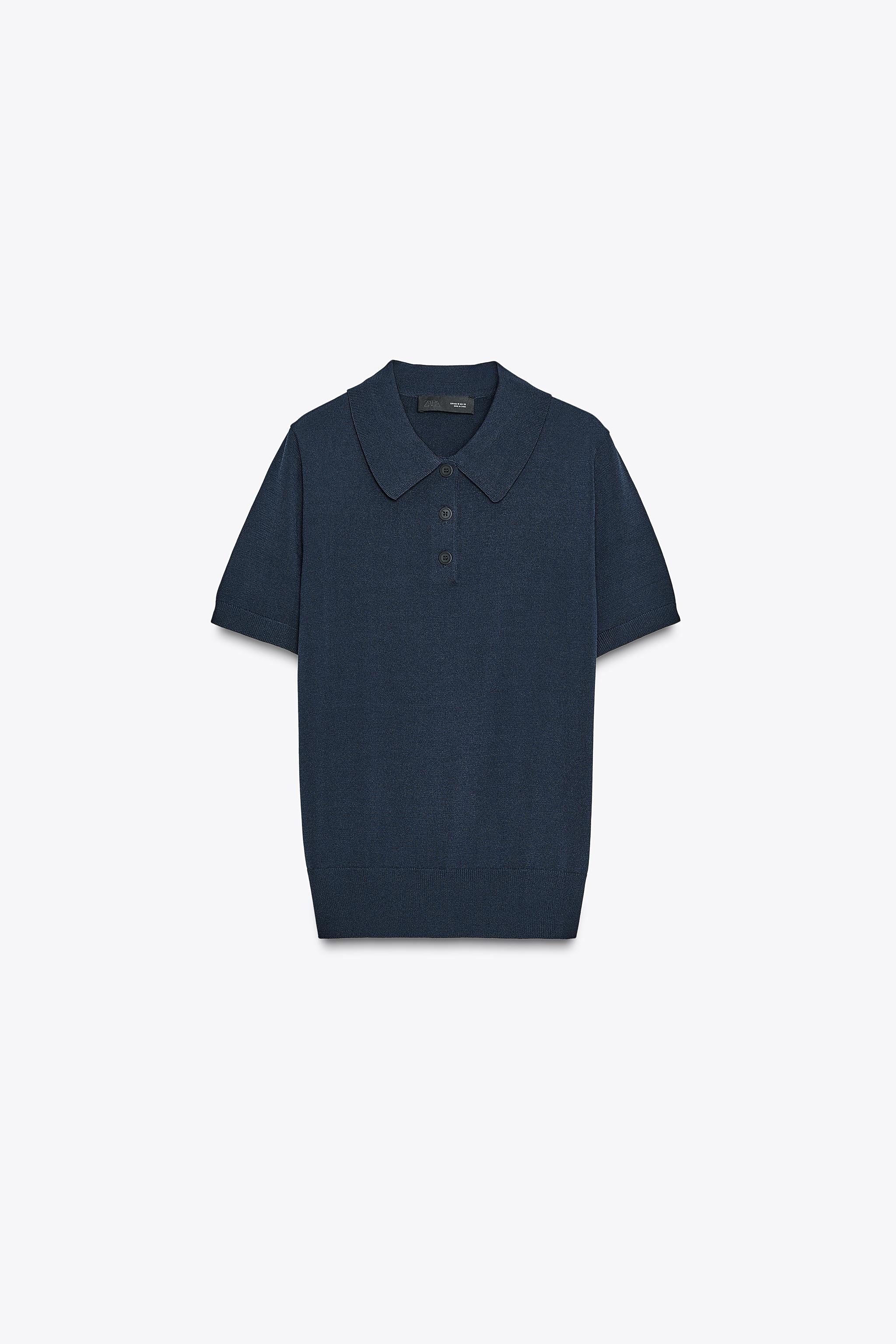 ZARA, Short Sleeve Knit Polo Top
