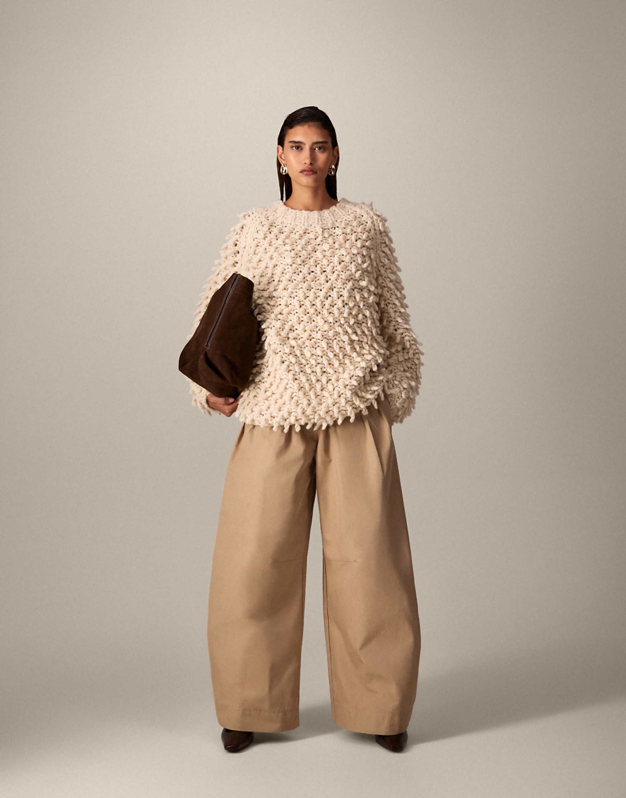 Arrange Pure Wool Hand Knit Ultimate Loop Fringe Jumper in Cream