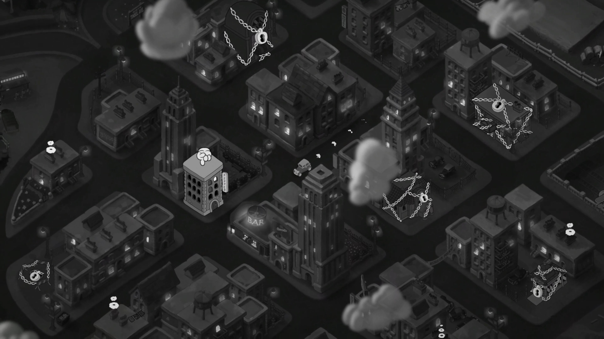 Mouse: P.I. For Hire screenshot featuring the overworld map you drive around