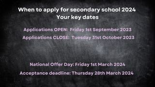 When to apply for secondary school 2024 illustrated by chalkboard