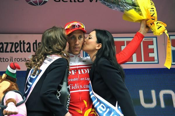 Damien Monier (Cofidis, le Credit en Ligne) on the podium after winning stage 17.