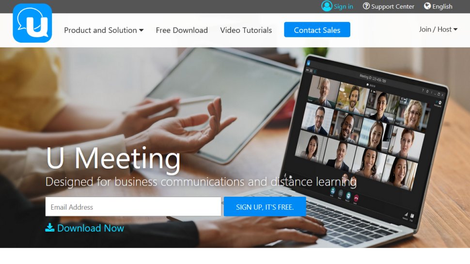 U Meeting website screenshot (January 2026).