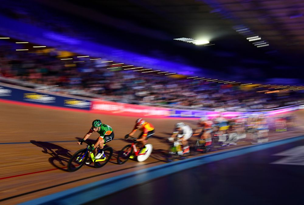 Felix English of Ireland competes in the Mens Chase on day three of the London Six Day