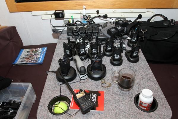 Race radios are fully charged before each stage