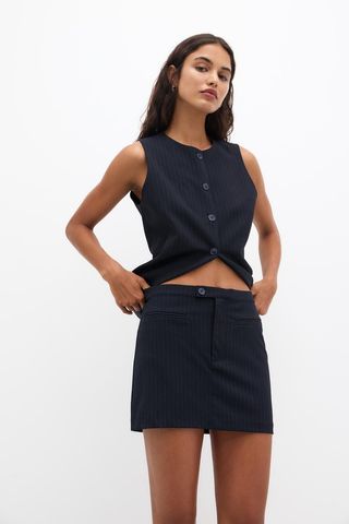 pullandbear, Pinstripe Mini Skirt With Pockets