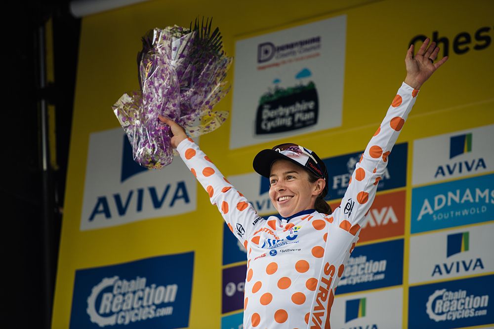 Katie Hall (United Healthcare) keeps her lead in the Strava QoM competition at Aviva Women's Tour 2016 - Stage 3