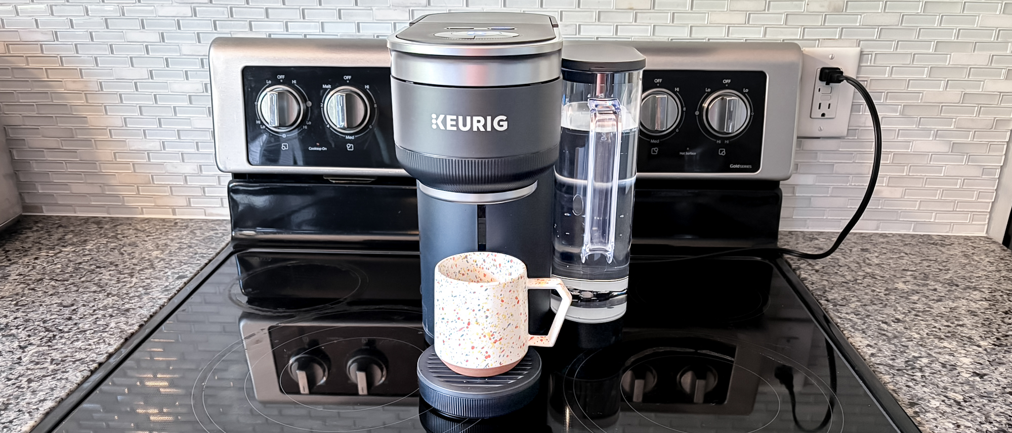 Keurig K-Crema coffee maker on a kitchen counter