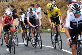 Geraint Thomas in yellow during stage 15 at the Tour de France