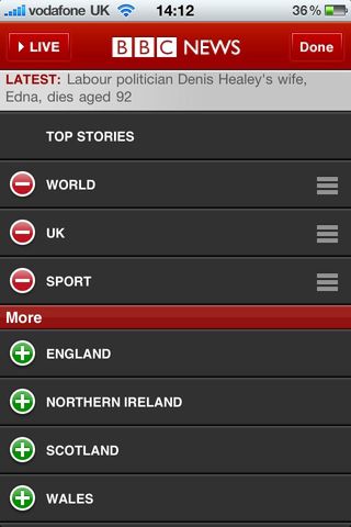 BBC news iphone app