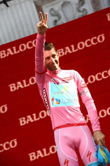 Vincenzo Nibali on the top step of the podium at the 2013 Giro d'Italia