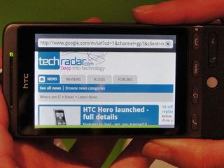 The internet browser on the htc hero