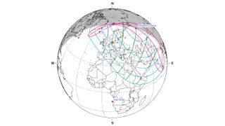 A map for the partial solar eclipse of Oct. 25, 2022.