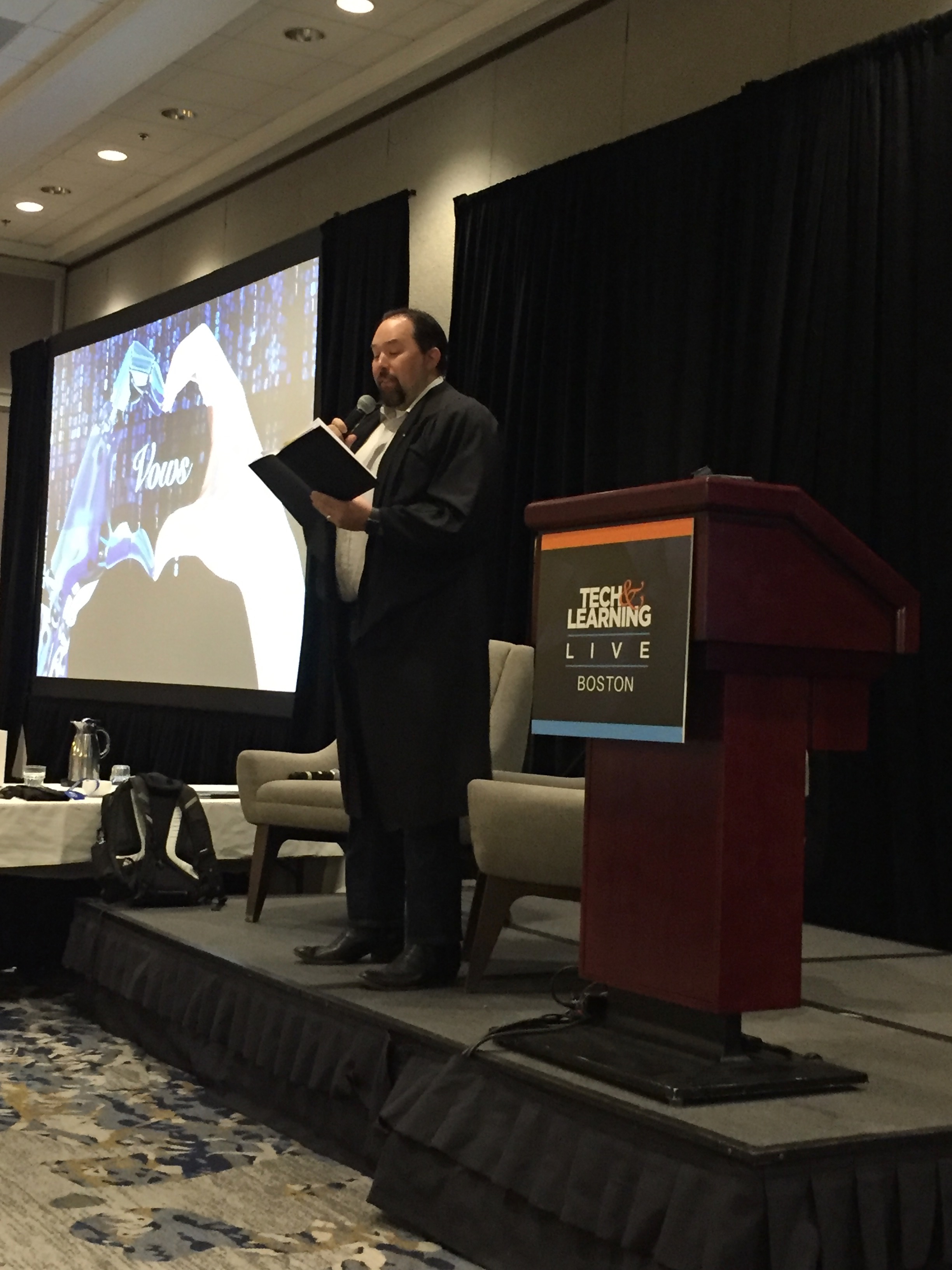 Carl Hooker's keynote asked: “Can the Marriage of EdTech and Curriculum Be Saved?"