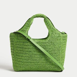 Green Straw Shoulder Bag