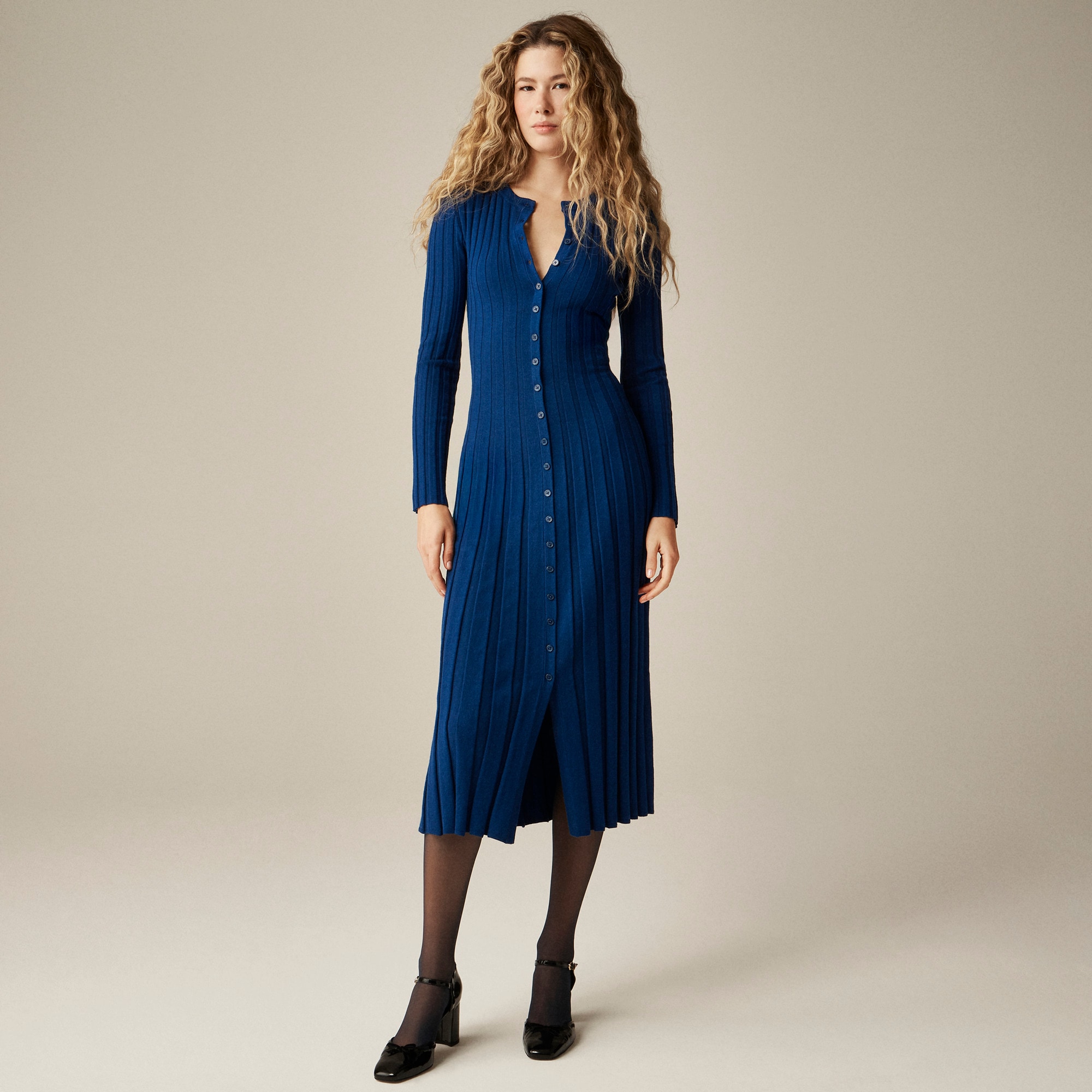 Wide-Rib Sweater-Dress in Merino Wool