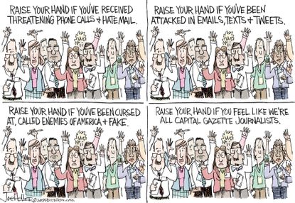 Editorial Cartoon U.S. Trump fake news journalists Capital Gazette shooting