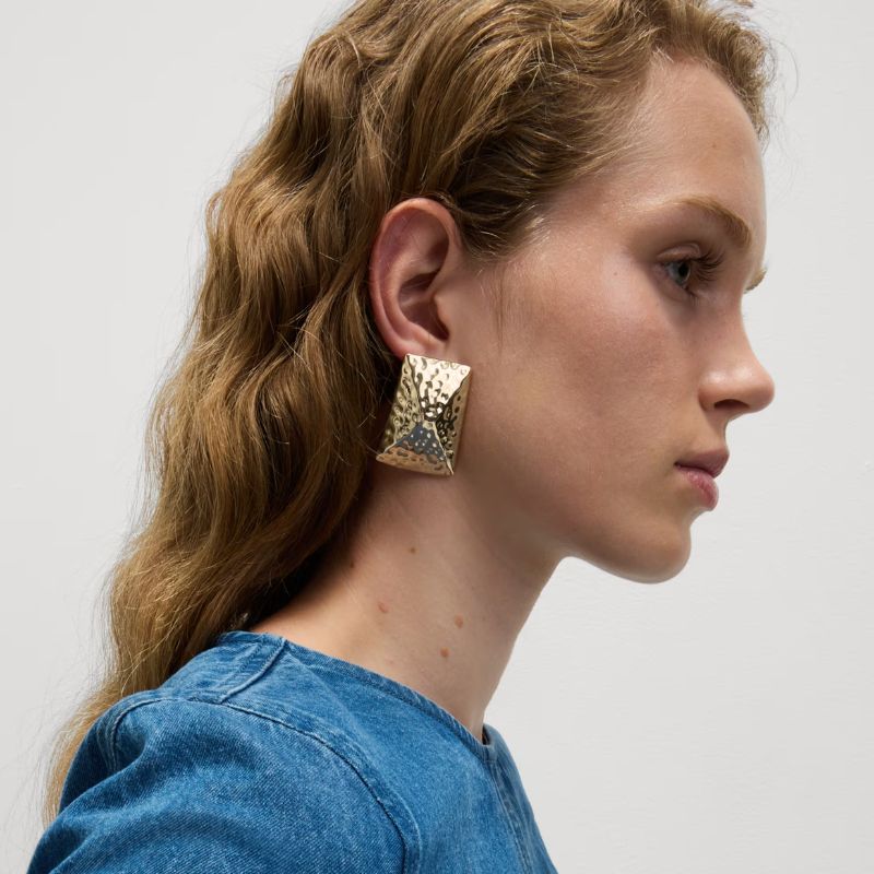 M&S, Oversized Hammered Rectangular Earrings