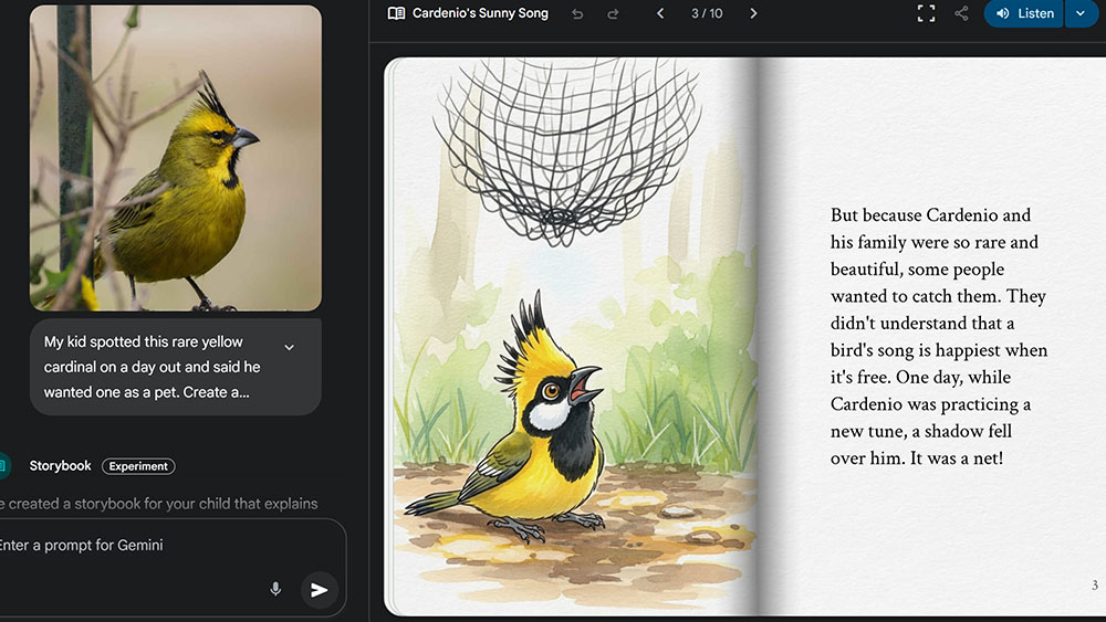 Google Gemini AI Storybook generator