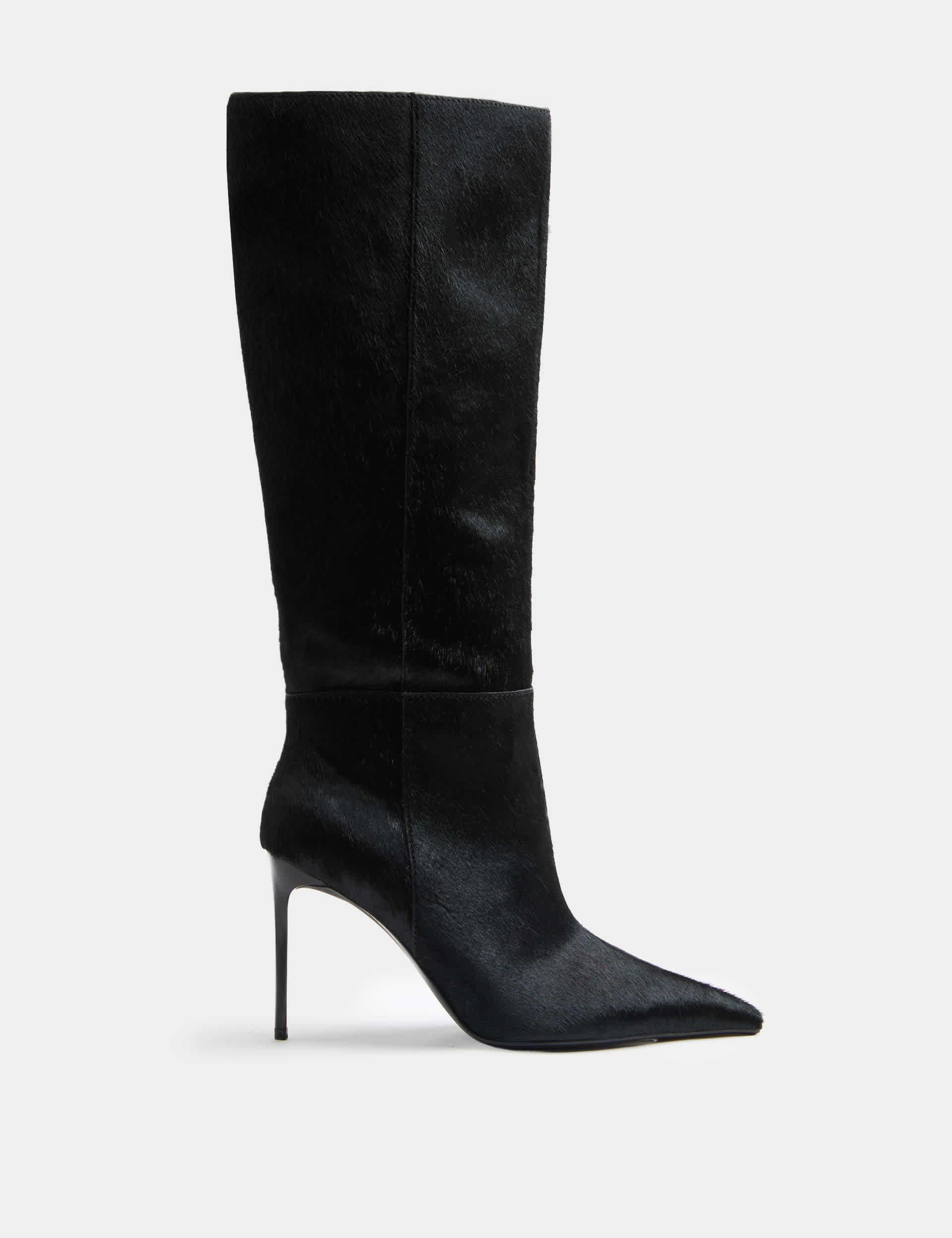Hair on Leather Stiletto Heel Knee High Boots