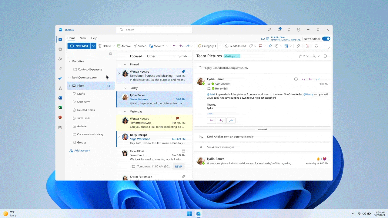 طراحی جدید Microsoft Outlook