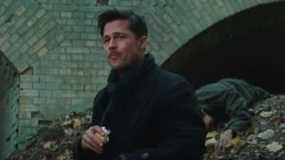 Brad Pitt eating in Inglorious Basterds