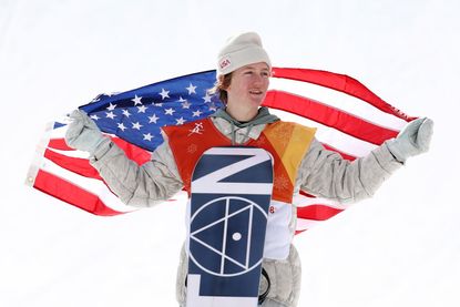 Gold medalist Redmond Gerard of the United States poses during the victory ceremony for the Snowboard Men's Slopestyle Final on day two of the PyeongChang 2018 Winter Olympic Games at Phoenix