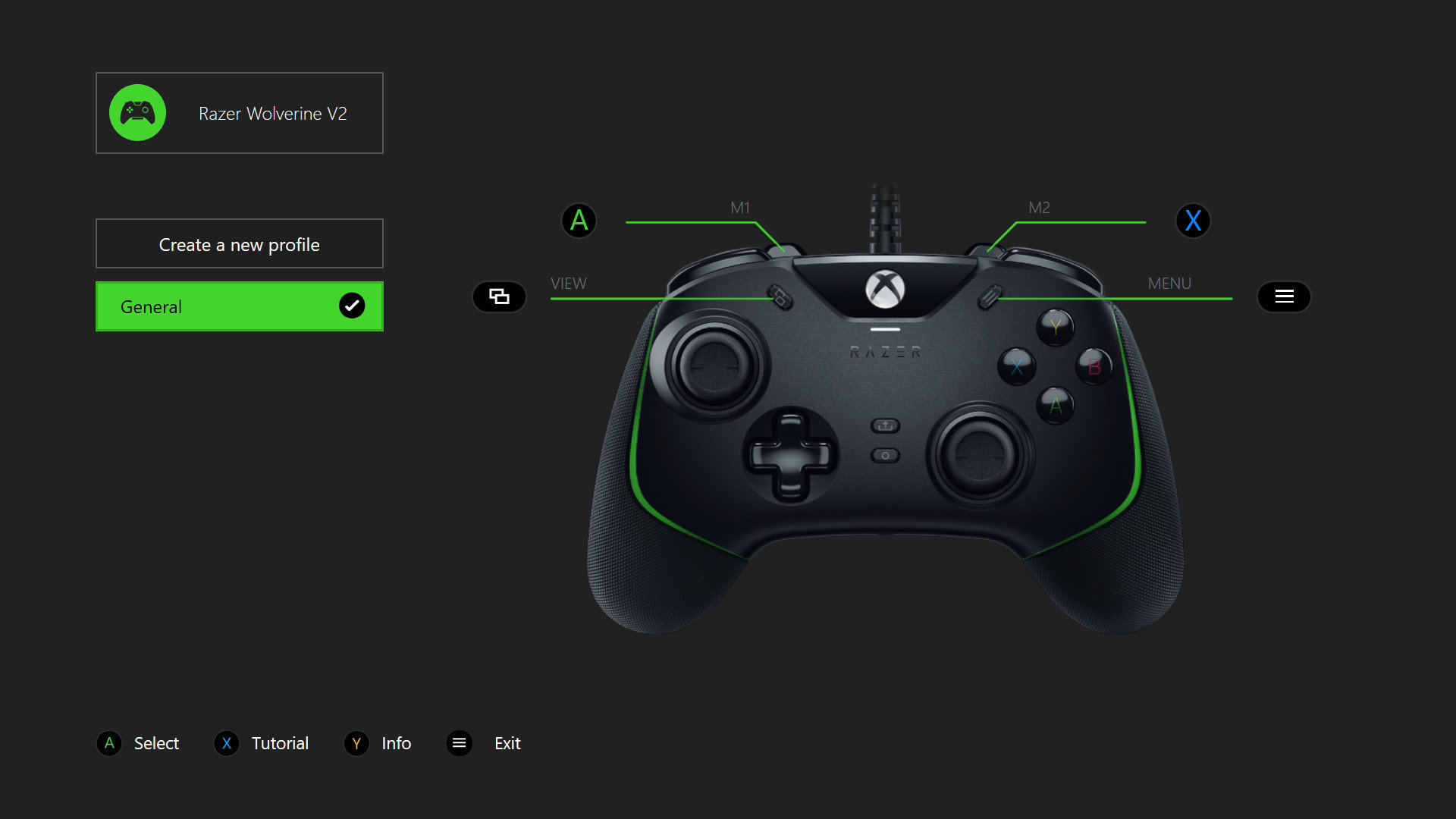 A user remapping the controls of the Razer Wolverine V2 Chroma via the free Razer Controller app