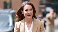 Catherine, Princess of Wales smiles as she arrives for the launch of "Foundations for Life: A Guide to Social and Emotional Development" at the University of East London on May 06, 2026