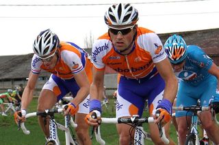 Rabobank duo Lars Boom and Paul Martens during the race.