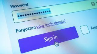 A close-up of part of a login screen where the password field has been filled in and the curser is hovering over the Sign In button