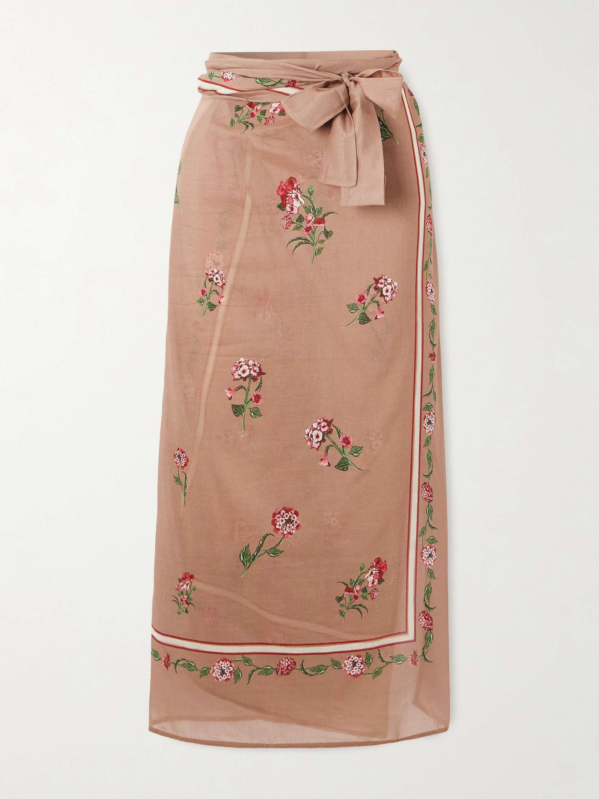 Lavanda Printed Cotton and Silk-Blend Voile Pareo